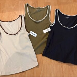 Old Navy Women's Tank Tops - Cream, Olive, and Navy BNWT